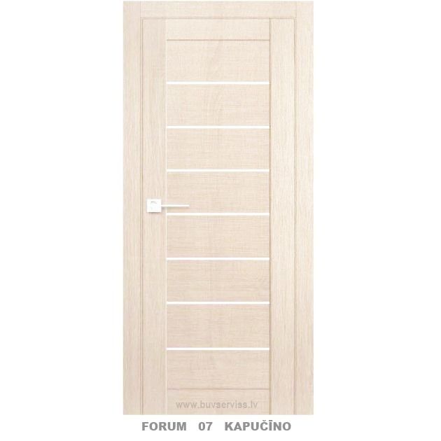 FORUM 07 Ekofinierētas durvis 70x200x3.4 cm (ar kārbu 75x203) ar stiklu(Kapučīno)